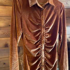 Long Sleeve Burnt Orange Velvet Dress
